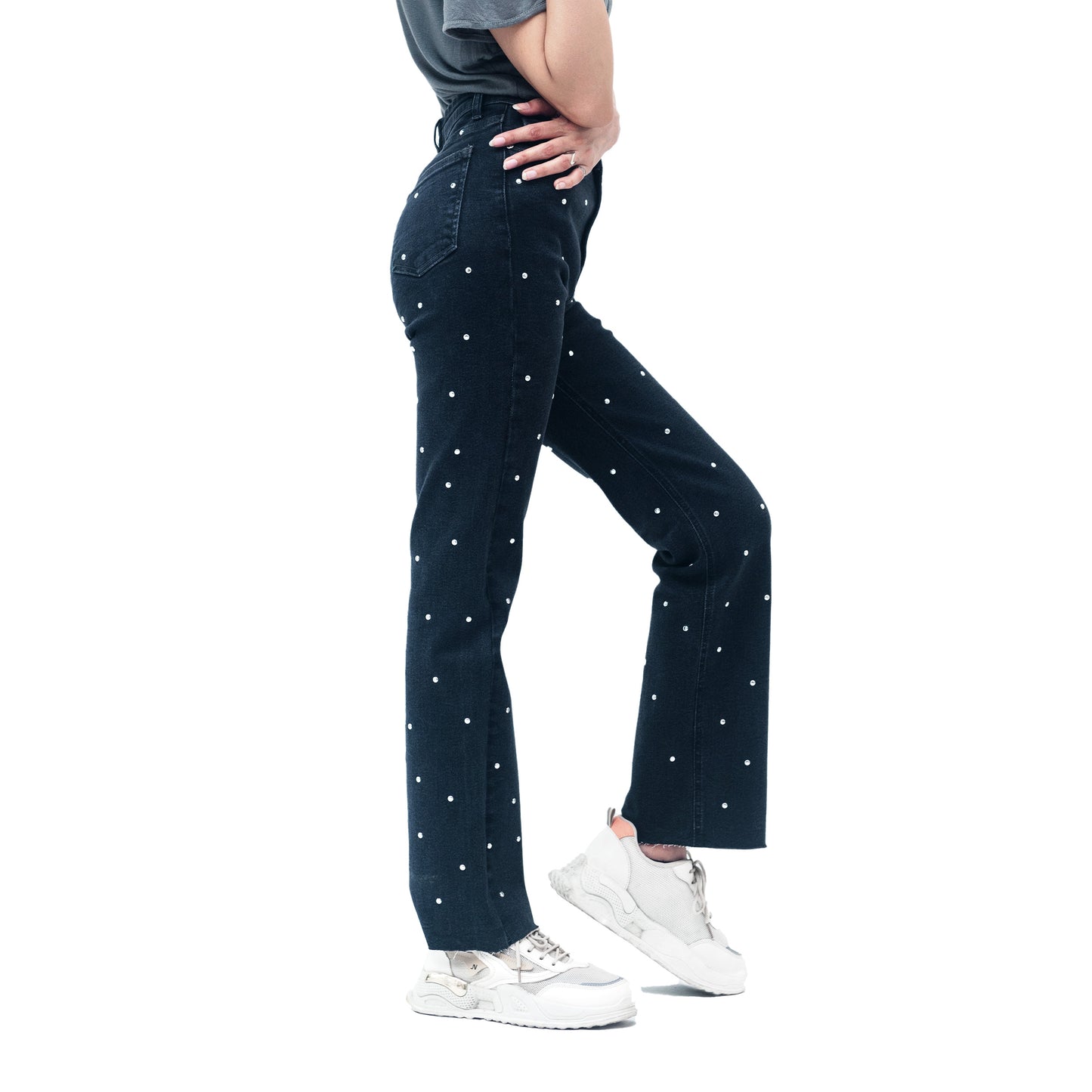 Women Stud Bootcut Jeans - Black SKU 21