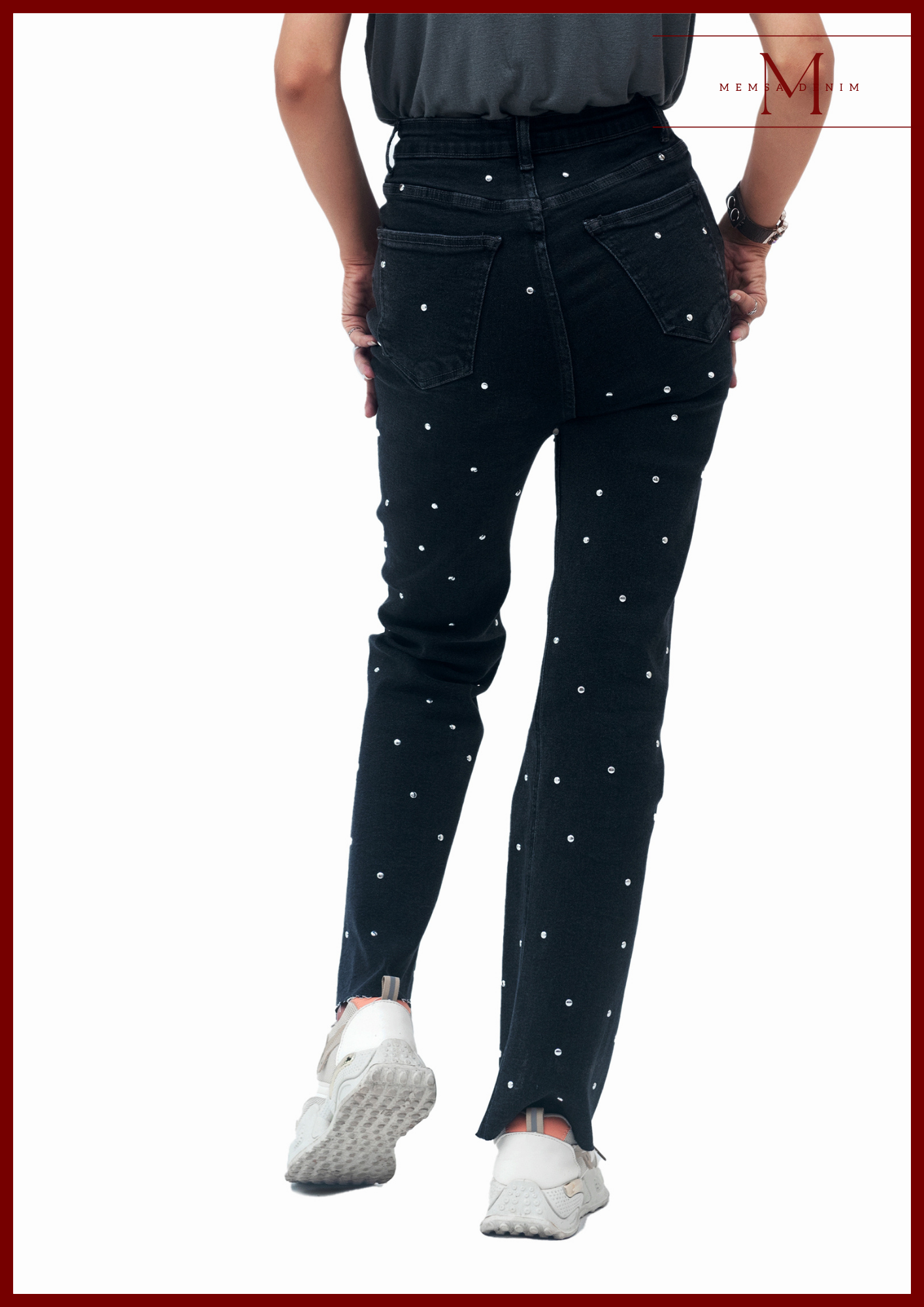 Women Stud Bootcut Jeans - Black SKU 21