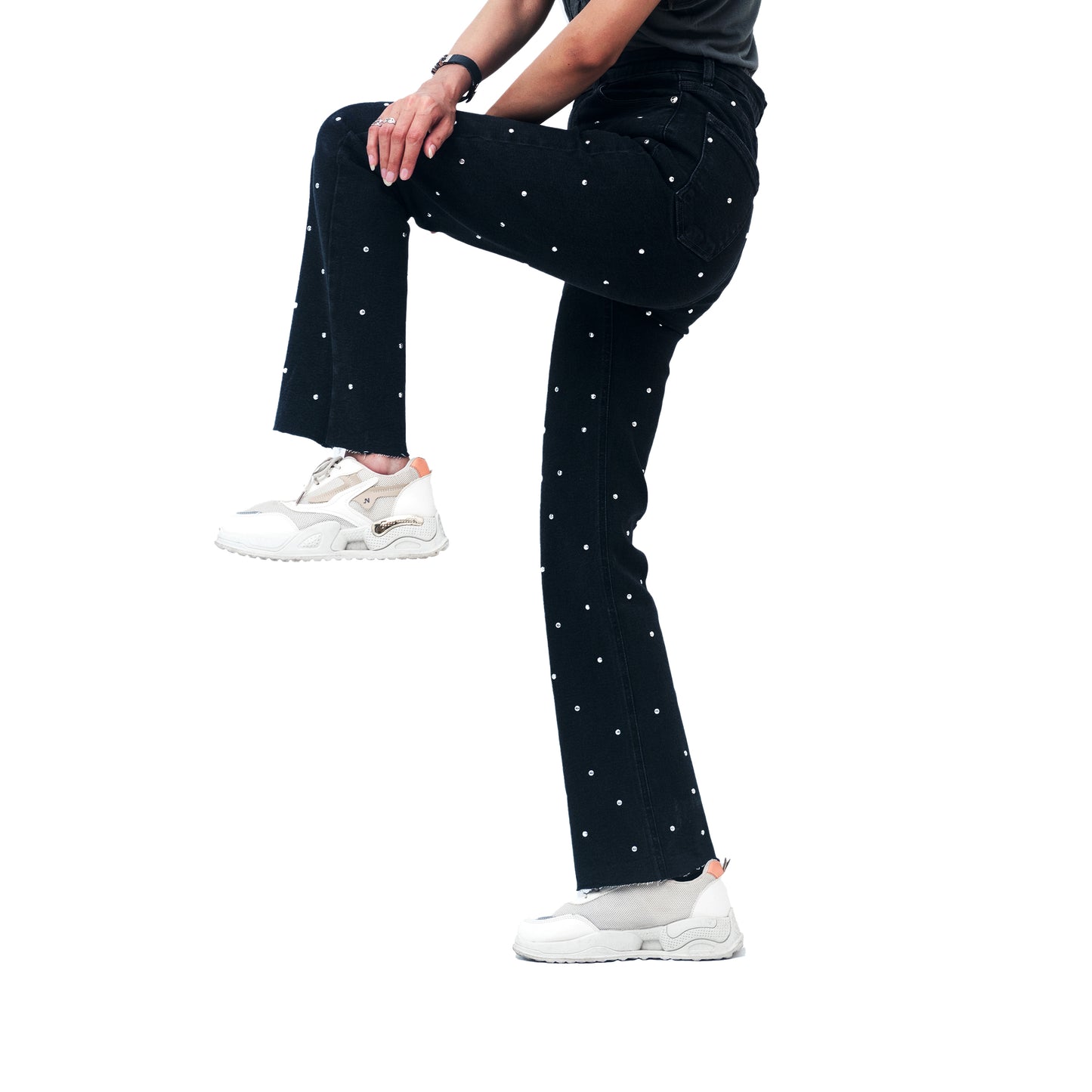 Women Stud Bootcut Jeans - Black SKU 21