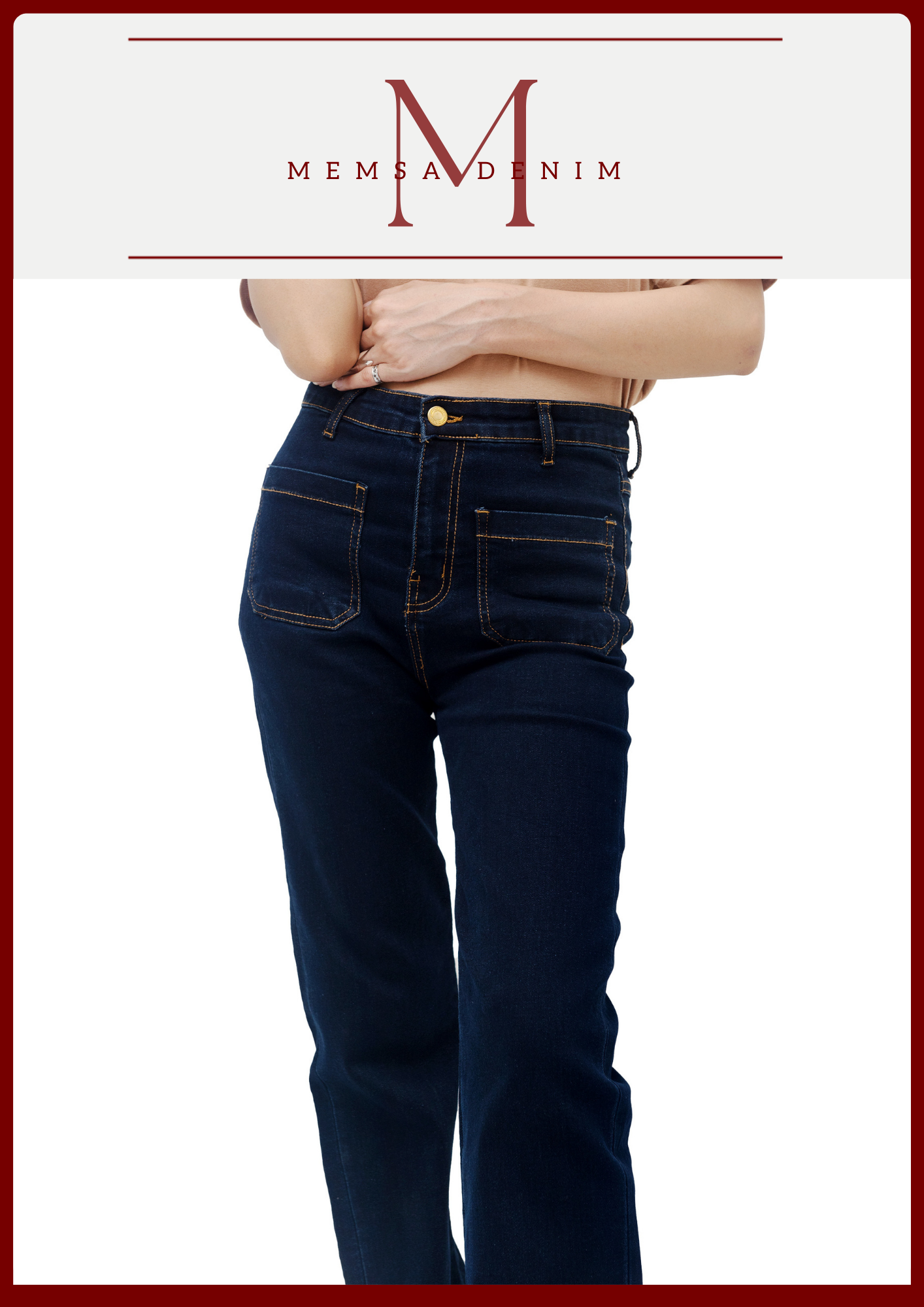 Women Straight Leg Front Pocket Jeans - Dark Indigo Shade - SKU 20