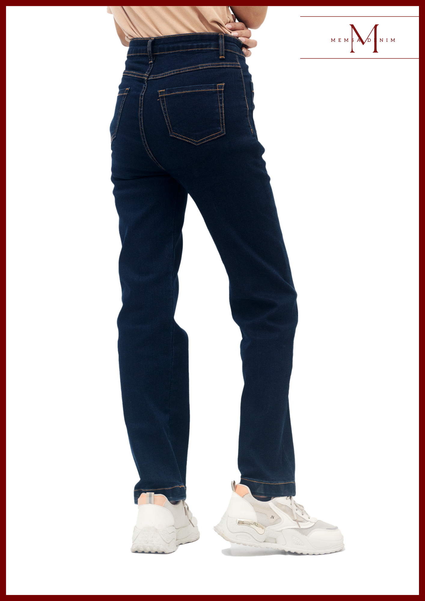 Women Straight Leg Front Pocket Jeans - Dark Indigo Shade - SKU 20