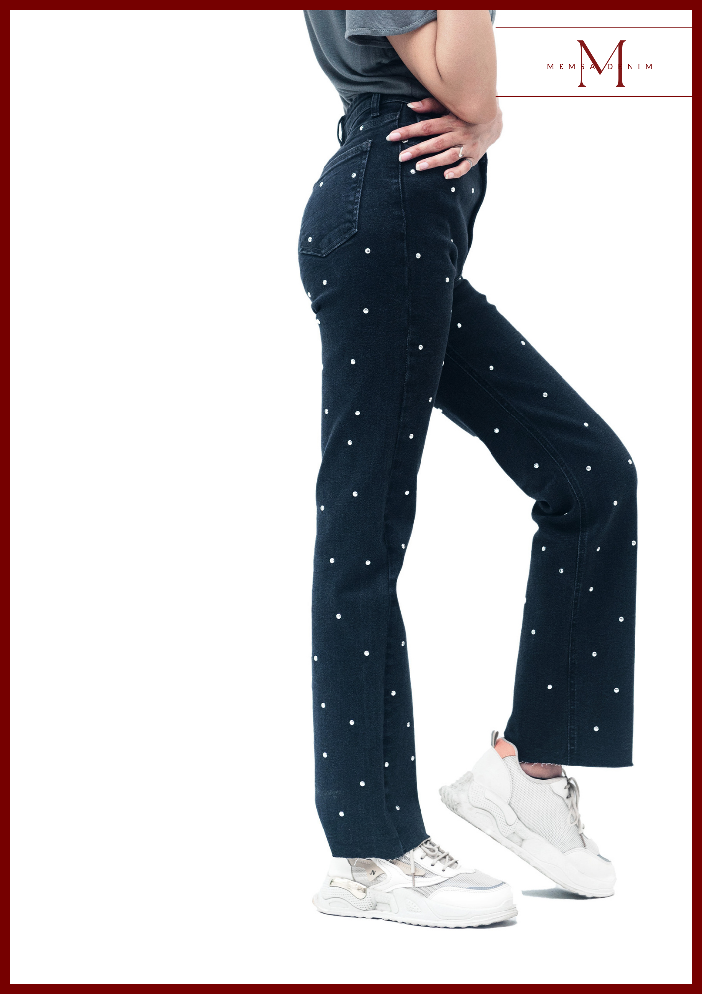 Women Stud Bootcut Jeans - Black SKU 21