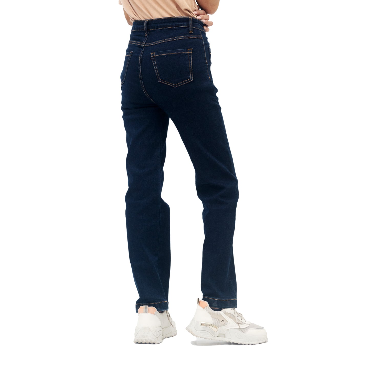 Women Straight Leg Front Pocket Jeans - Dark Indigo Shade - SKU 20
