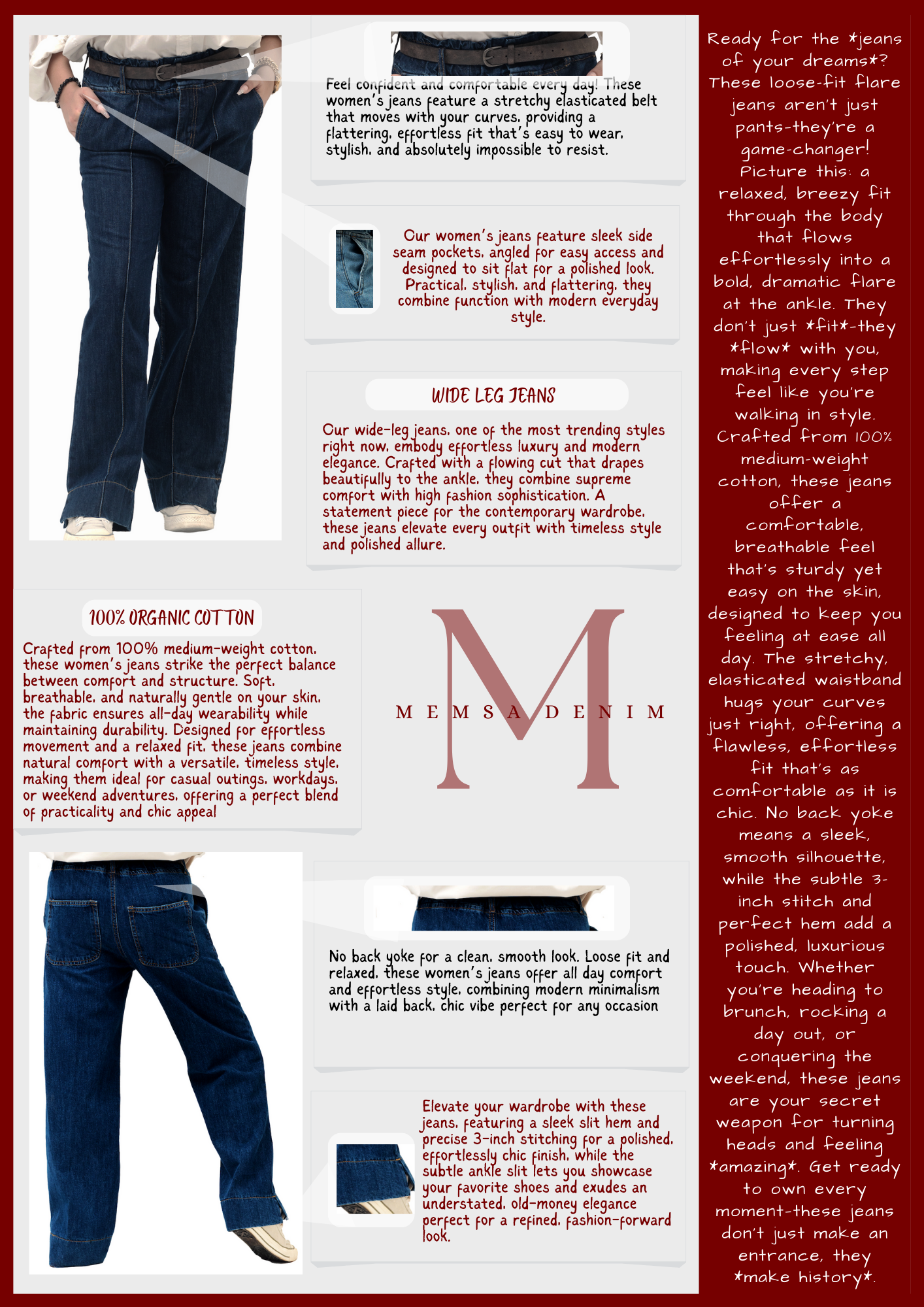 Women Wide Leg Full Elasticated Jeans - SKU 26