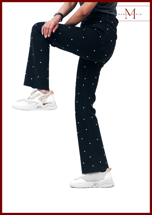 Women Stud Bootcut Jeans - Black SKU 21