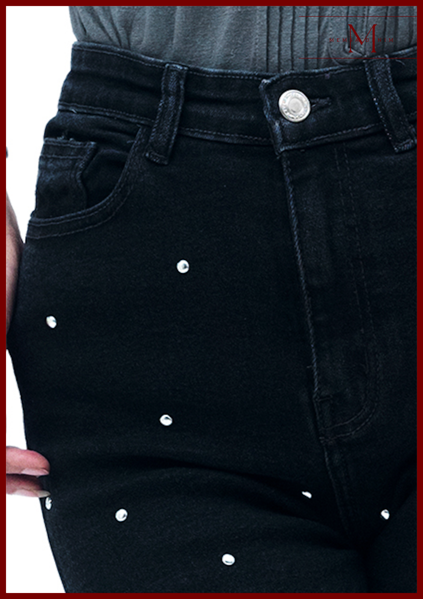 Women Stud Bootcut Jeans - Black SKU 21