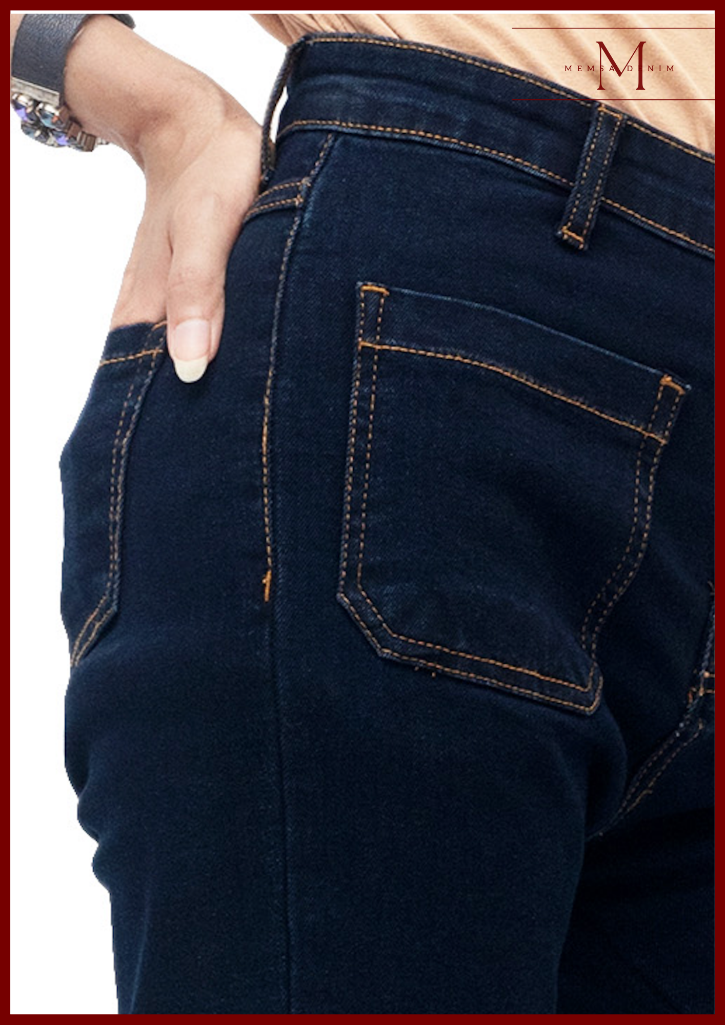 Women Straight Leg Front Pocket Jeans - Dark Indigo Shade - SKU 20